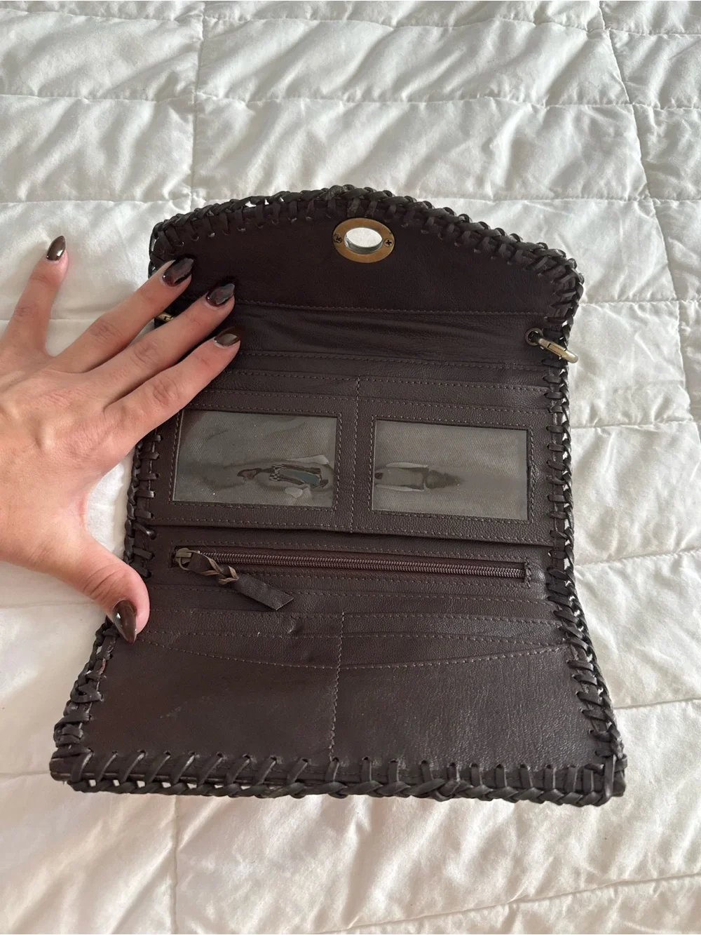 Genuine leather hand tooled wallet